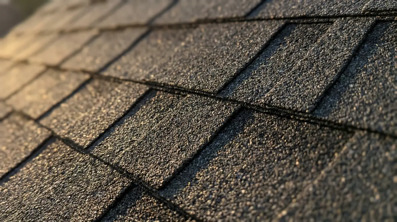 Close-up of architectural asphalt shingle texture.